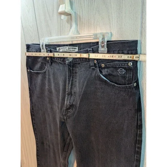 Harley Davidson Black Denim Jeans Mens Sz 38X32 Relaxed Fit 100% Cotton - Picture 7 of 10